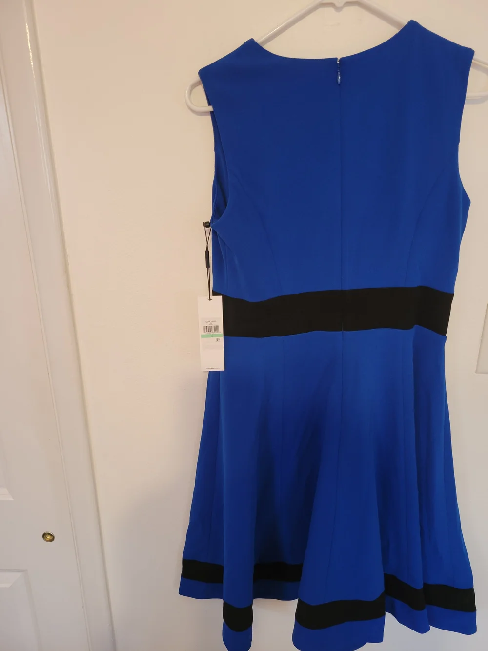 Calvin Klein Royal Blue Fit & Flare Dress with Black Trim - Picture 5 of 9